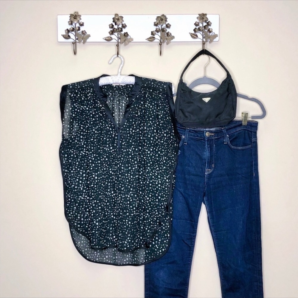 Rebecca Taylor Spotted Dotted Sheer Blouse Top
